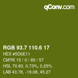 カラーコード: RGB 93.7 110.6 17 | qconv.com