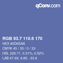 カラーコード: RGB 93.7 110.6 170 | qconv.com