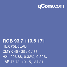 カラーコード: RGB 93.7 110.6 171 | qconv.com