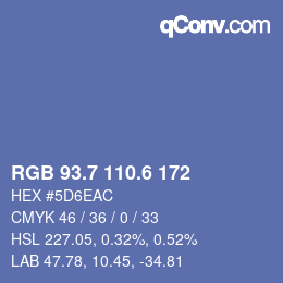 カラーコード: RGB 93.7 110.6 172 | qconv.com