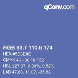 カラーコード: RGB 93.7 110.6 174 | qconv.com