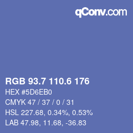 カラーコード: RGB 93.7 110.6 176 | qconv.com