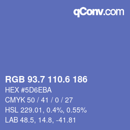 カラーコード: RGB 93.7 110.6 186 | qconv.com