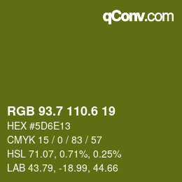 カラーコード: RGB 93.7 110.6 19 | qconv.com