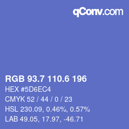 カラーコード: RGB 93.7 110.6 196 | qconv.com