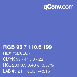 カラーコード: RGB 93.7 110.6 199 | qconv.com