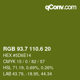 カラーコード: RGB 93.7 110.6 20 | qconv.com