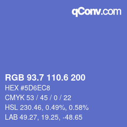 カラーコード: RGB 93.7 110.6 200 | qconv.com