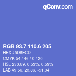 カラーコード: RGB 93.7 110.6 205 | qconv.com
