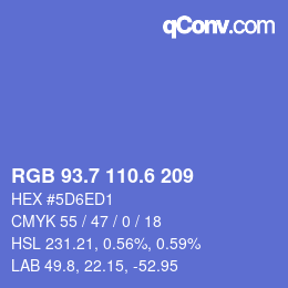 カラーコード: RGB 93.7 110.6 209 | qconv.com