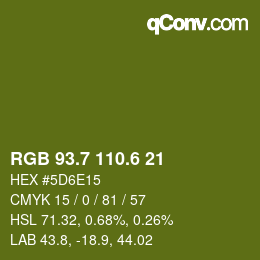 カラーコード: RGB 93.7 110.6 21 | qconv.com