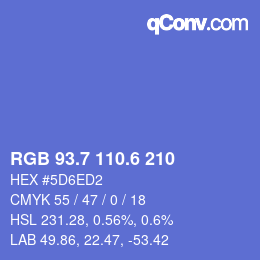 カラーコード: RGB 93.7 110.6 210 | qconv.com
