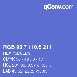カラーコード: RGB 93.7 110.6 211 | qconv.com