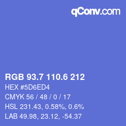 カラーコード: RGB 93.7 110.6 212 | qconv.com