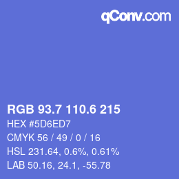 カラーコード: RGB 93.7 110.6 215 | qconv.com
