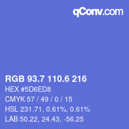 カラーコード: RGB 93.7 110.6 216 | qconv.com