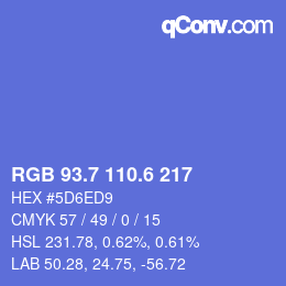 カラーコード: RGB 93.7 110.6 217 | qconv.com