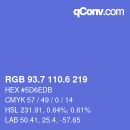カラーコード: RGB 93.7 110.6 219 | qconv.com
