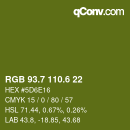 カラーコード: RGB 93.7 110.6 22 | qconv.com