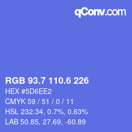 カラーコード: RGB 93.7 110.6 226 | qconv.com