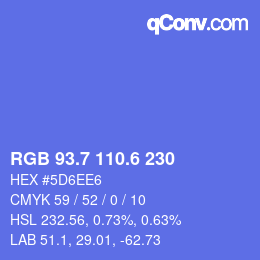カラーコード: RGB 93.7 110.6 230 | qconv.com