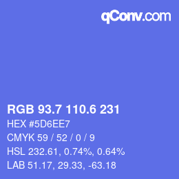 カラーコード: RGB 93.7 110.6 231 | qconv.com
