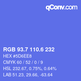 カラーコード: RGB 93.7 110.6 232 | qconv.com