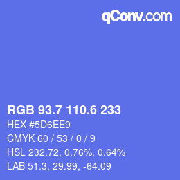 カラーコード: RGB 93.7 110.6 233 | qconv.com