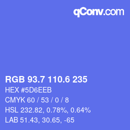 カラーコード: RGB 93.7 110.6 235 | qconv.com