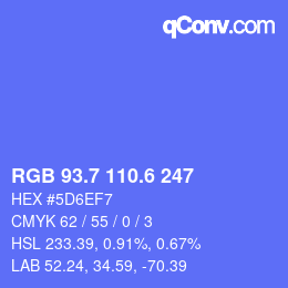 カラーコード: RGB 93.7 110.6 247 | qconv.com