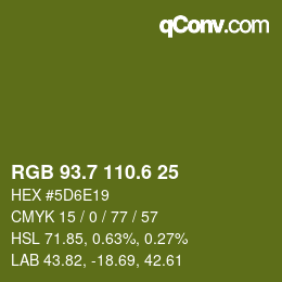 カラーコード: RGB 93.7 110.6 25 | qconv.com