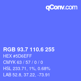 カラーコード: RGB 93.7 110.6 255 | qconv.com