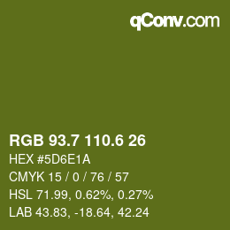 カラーコード: RGB 93.7 110.6 26 | qconv.com