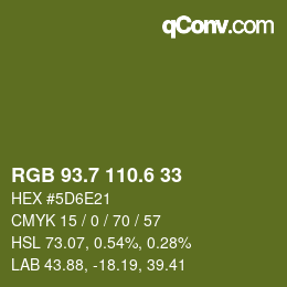 カラーコード: RGB 93.7 110.6 33 | qconv.com