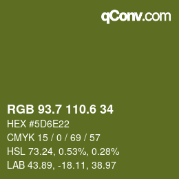 カラーコード: RGB 93.7 110.6 34 | qconv.com