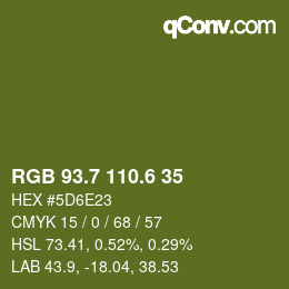 カラーコード: RGB 93.7 110.6 35 | qconv.com