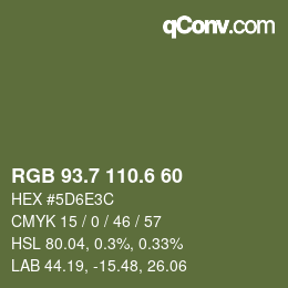 カラーコード: RGB 93.7 110.6 60 | qconv.com
