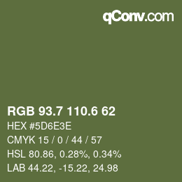 カラーコード: RGB 93.7 110.6 62 | qconv.com