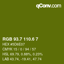 カラーコード: RGB 93.7 110.6 7 | qconv.com
