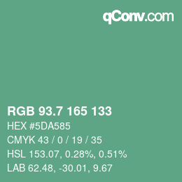 カラーコード: RGB 93.7 165 133 | qconv.com