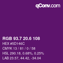 カラーコード: RGB 93.7 20.6 108 | qconv.com