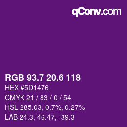 カラーコード: RGB 93.7 20.6 118 | qconv.com