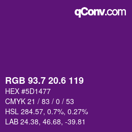 颜色代码: RGB 93.7 20.6 119 | qconv.com