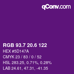 カラーコード: RGB 93.7 20.6 122 | qconv.com