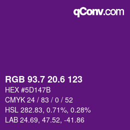 カラーコード: RGB 93.7 20.6 123 | qconv.com