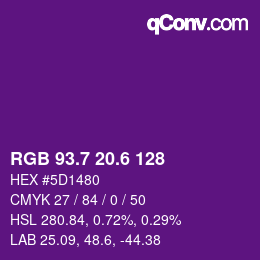 カラーコード: RGB 93.7 20.6 128 | qconv.com