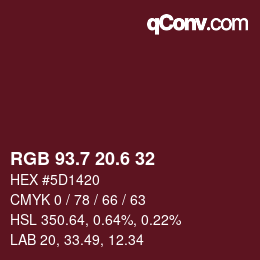 カラーコード: RGB 93.7 20.6 32 | qconv.com