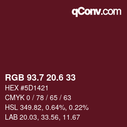 カラーコード: RGB 93.7 20.6 33 | qconv.com