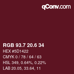 カラーコード: RGB 93.7 20.6 34 | qconv.com