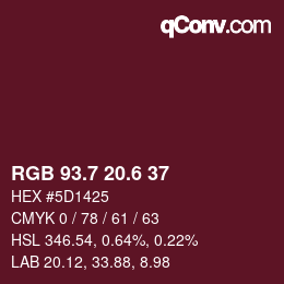 カラーコード: RGB 93.7 20.6 37 | qconv.com